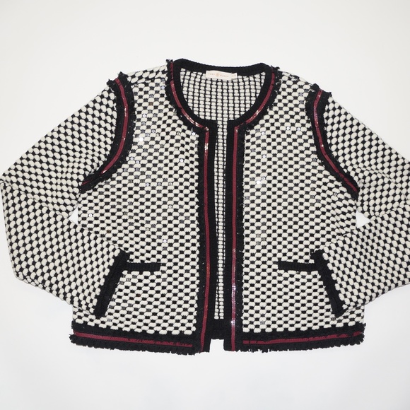 Tory Burch Sequin Embellished Petra Sweater Jacket - Picture 4 of 7